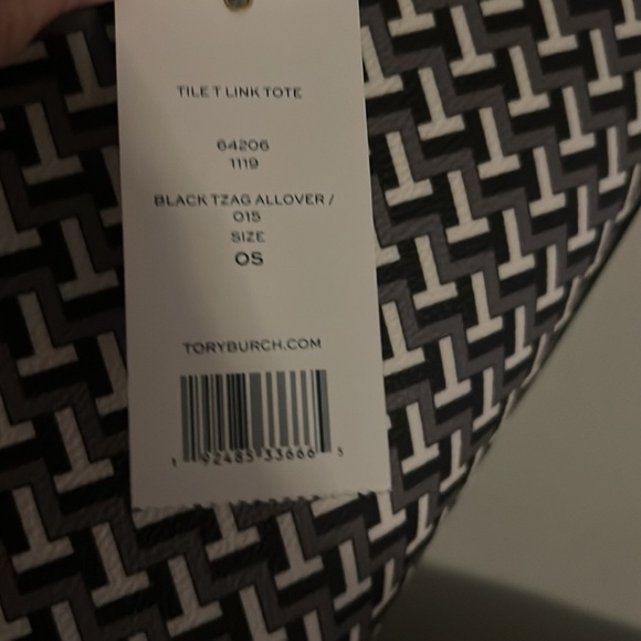 Black Tory Burch Tile T Link Tote Bag - Picture 2 of 2